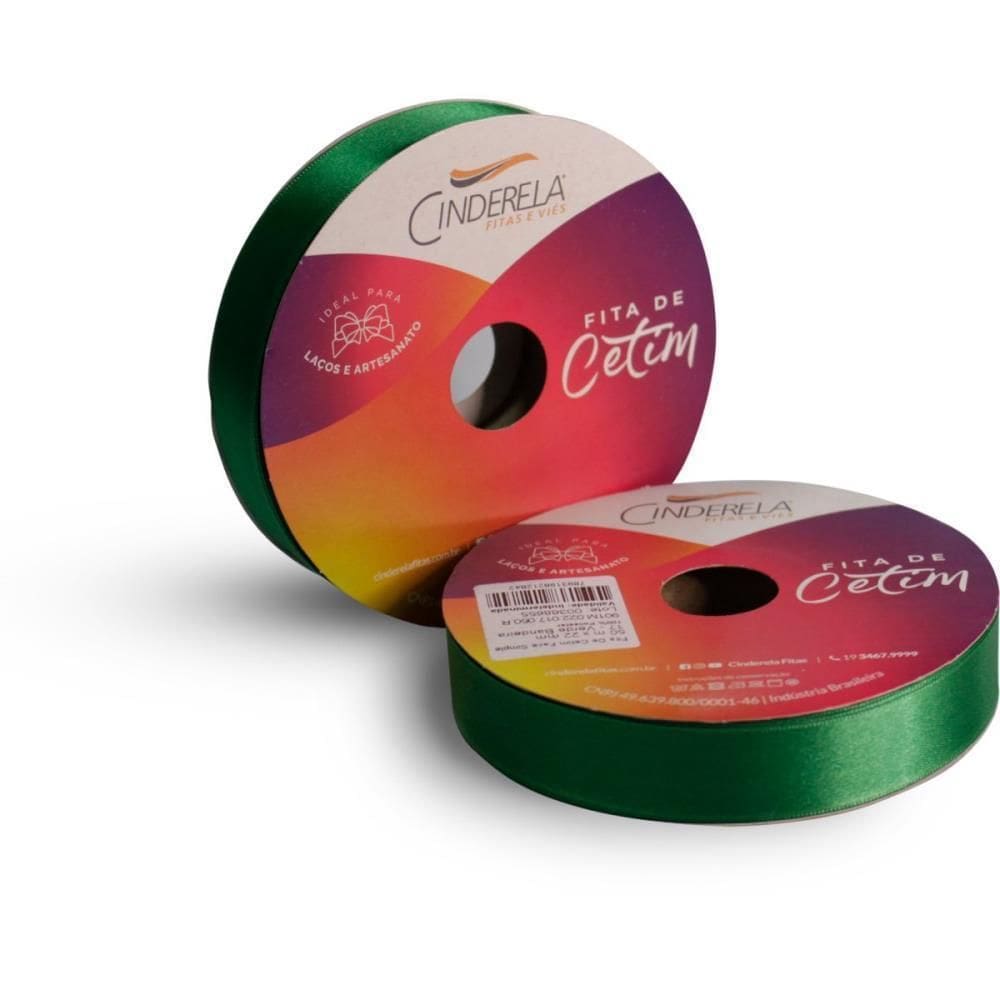 Fita De Cetim 22Mm 50M. Verde Bandeira