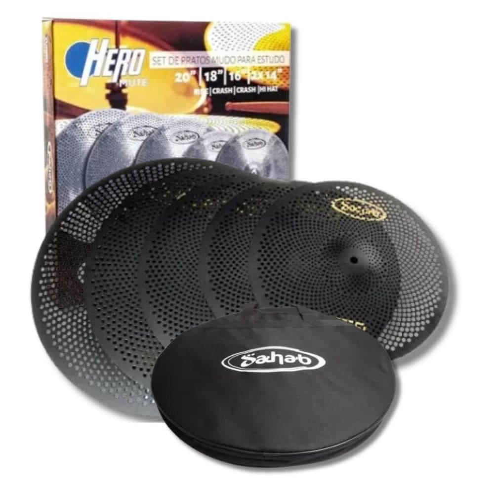 Kit De Pratos 14 16 18 20 Silent Aço Hero Mute Preto Turbo
