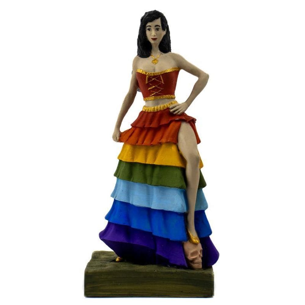 Escultura Cigana Sete Saias Colorida 25 Cm Resina