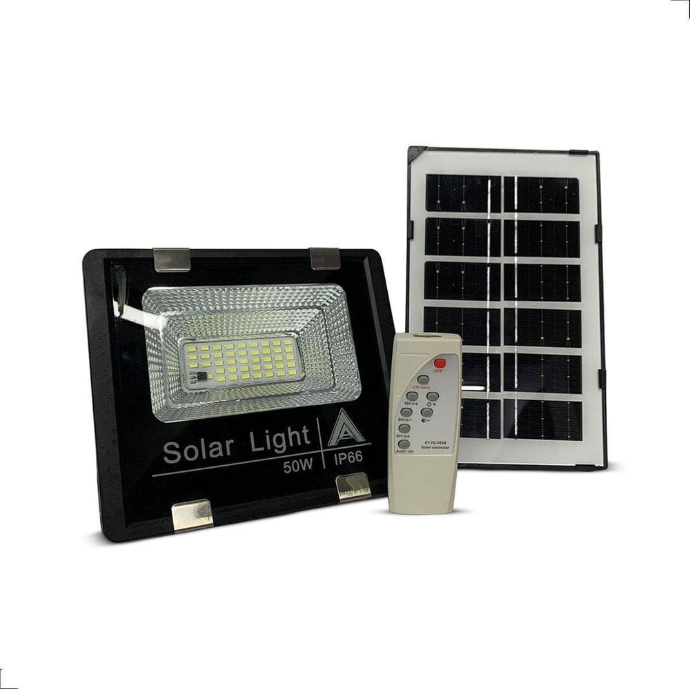 Refletor Led 50W Energia Solar Placa E Controle Prova D`Água