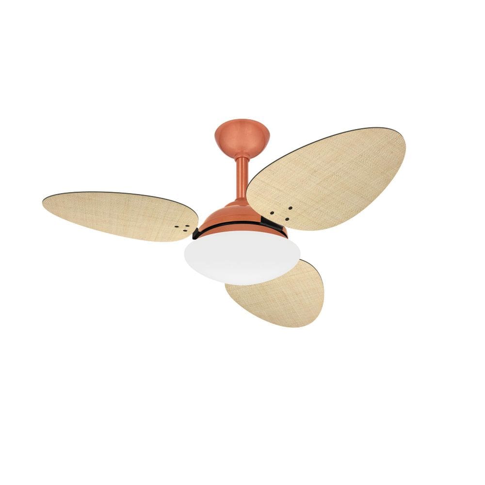 Ventilador Teto Cobre Trevo 3 Pás Palha Turbo Ventax 220V