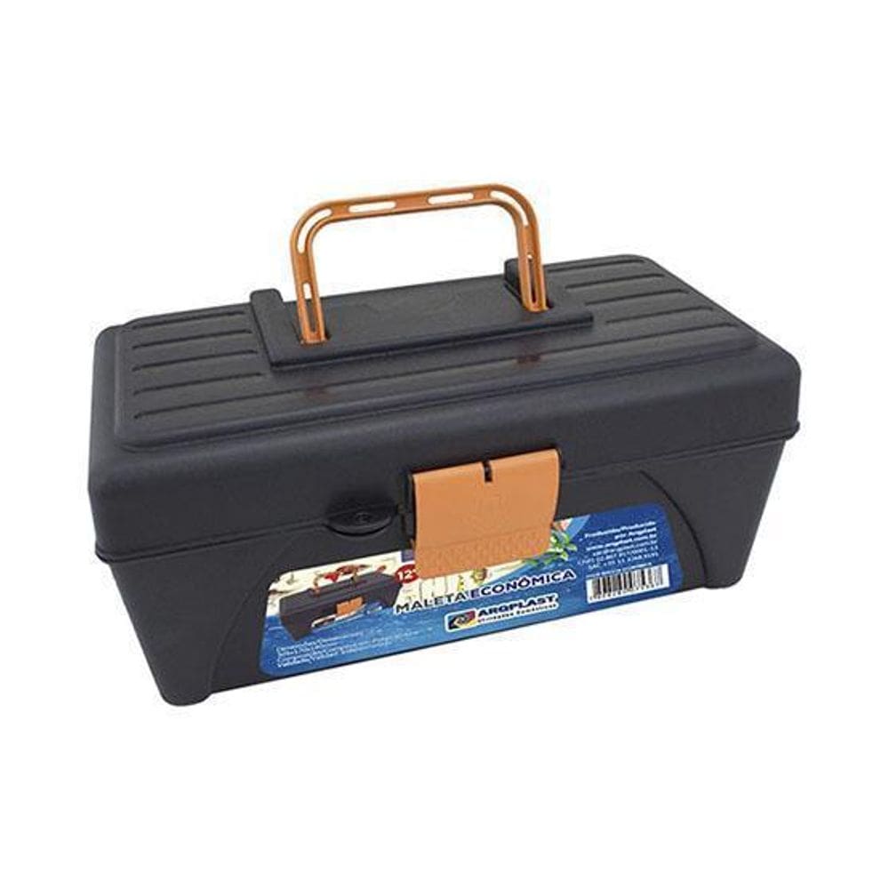Maleta Plastic Pescaria Bandeja Economica Preta 30,5X13X15,5