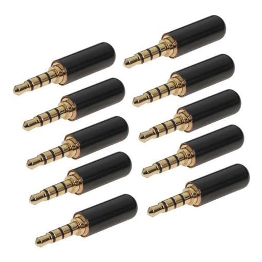 Kit 10 Conector P2 Macho Stereo Metal 4V Fone Linha Luminos