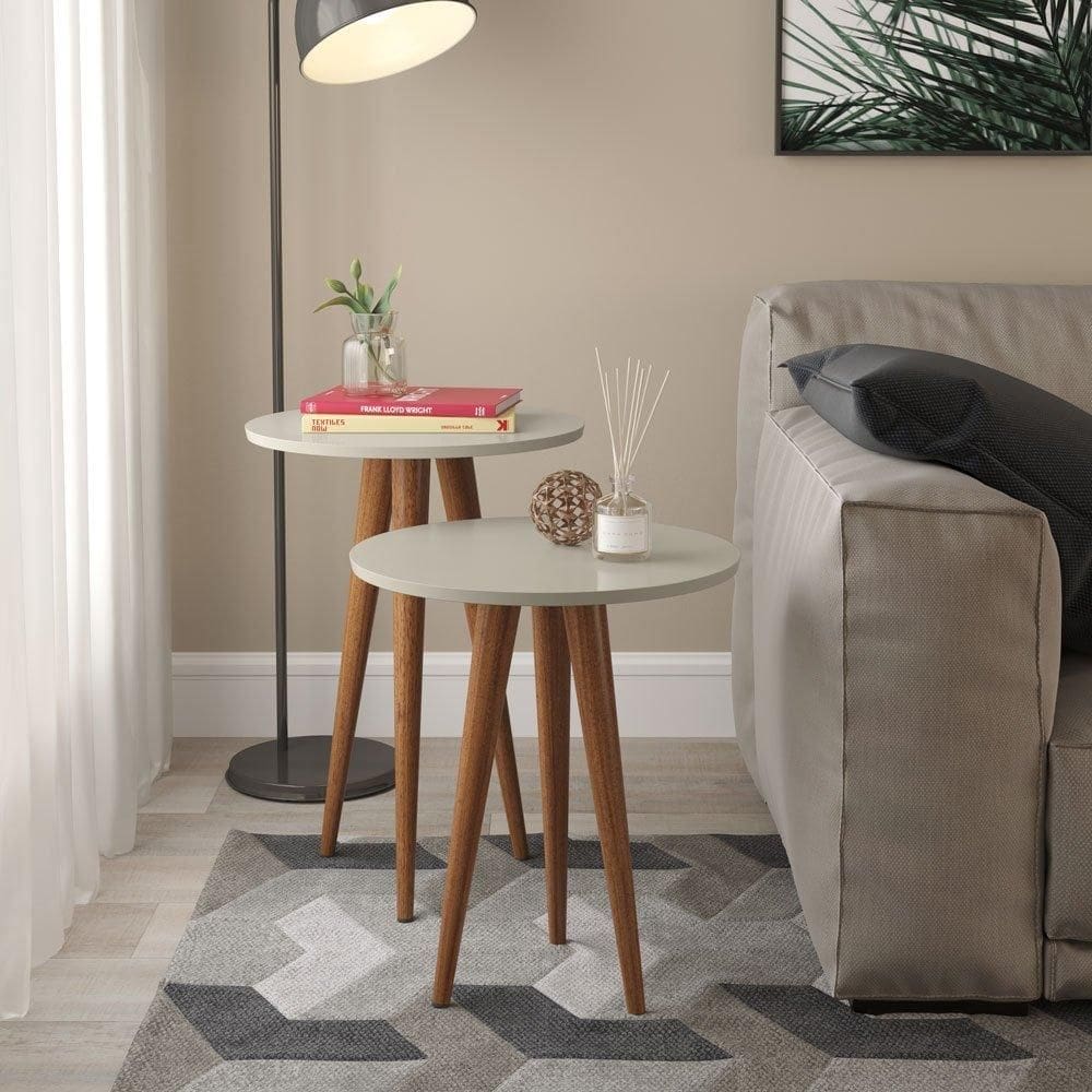 Conjunto de Mesas Slim Off White - Patrimar