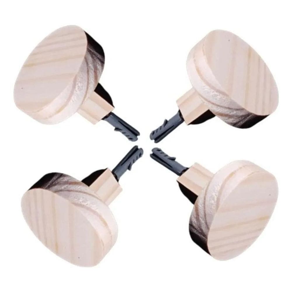 10X Kit 4 Gancho Redondo Em Pinus Suporte Cabide Parede