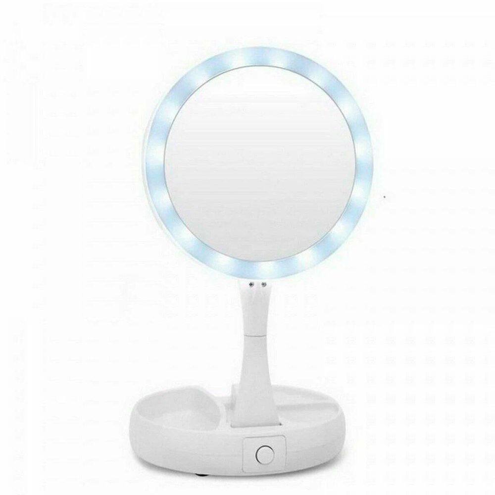 Espelho Led Iluminado Zoom 10X Portátil Perfeito Maquiagem