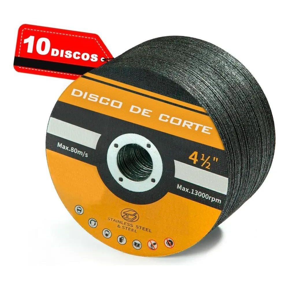 10X Disco De Corte Aço/Inox Fino 10Un 4.1/2 Pol 115Mm