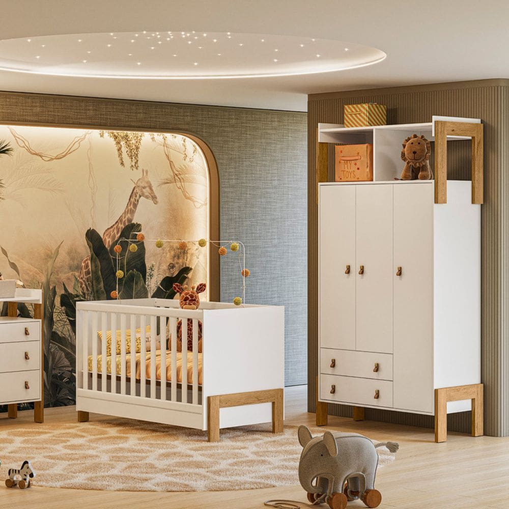 Quarto de Bebê Berço mini cama Guarda-Roupa Fantasia Qmovi