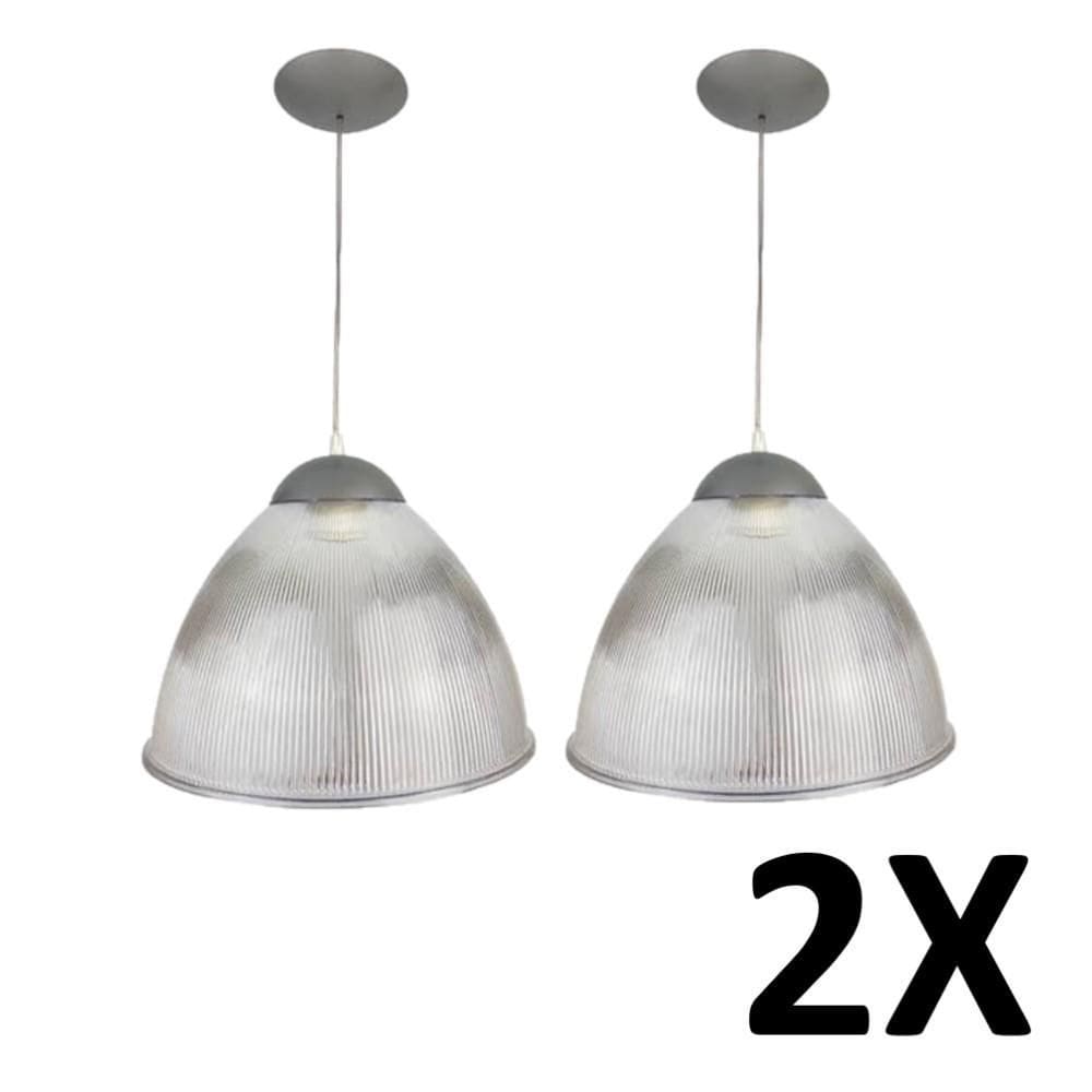 Kit 2 Lustre Pendente Galpão Comercio Prismático 12``