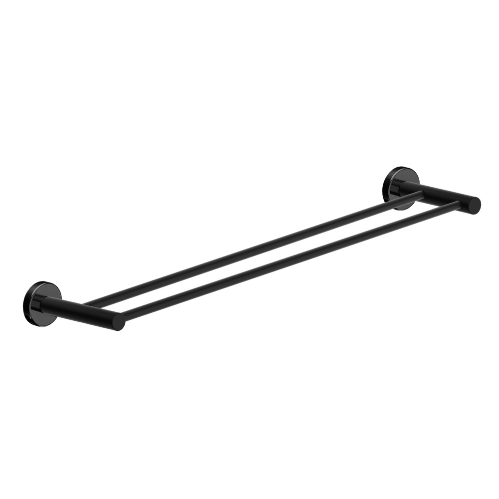 Toalheiro Duplo Para Banheiro Preto Atenas Grego Metal 75cm