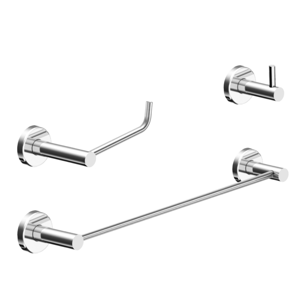 Kit Acessório Para Banheiro Alto Brilho 3 Peças Grego Metal 2030at