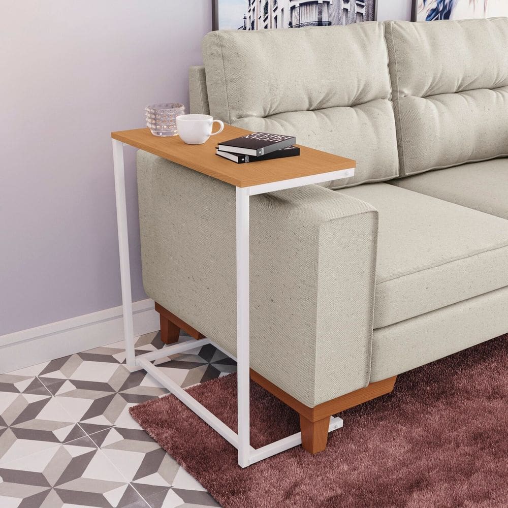 Mesa de Apoio Kappesberg Crome Industrial Canela/Branco