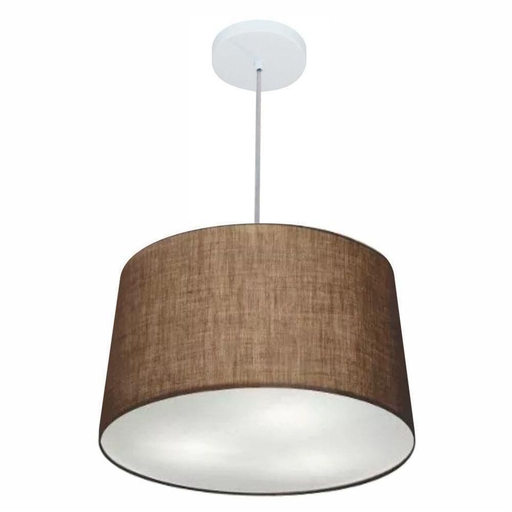 Lustre Pendente Cone Vivare Md-4156 Cúpula Em Tecido 30/45x40cm - Bivolt Café 127/220v