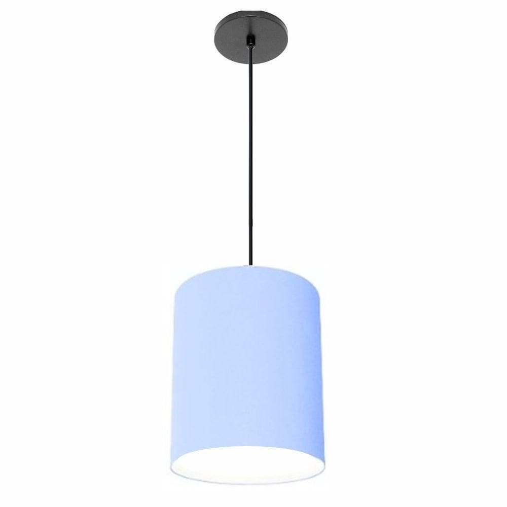 Lustre Luminária Pendente Vivare Free Lux Pe-4102pr Cúpula Em Tecido 13x30cm Azul-bebê Canopla Preta E Fio Preto