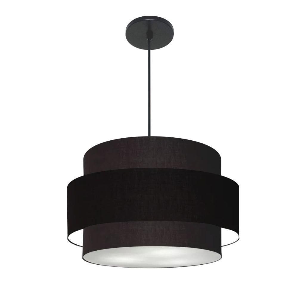 Lustre Para Sala De Jantar Vivare Md-4394 Cúpula Em Tecido 50cm Preto 127/220v