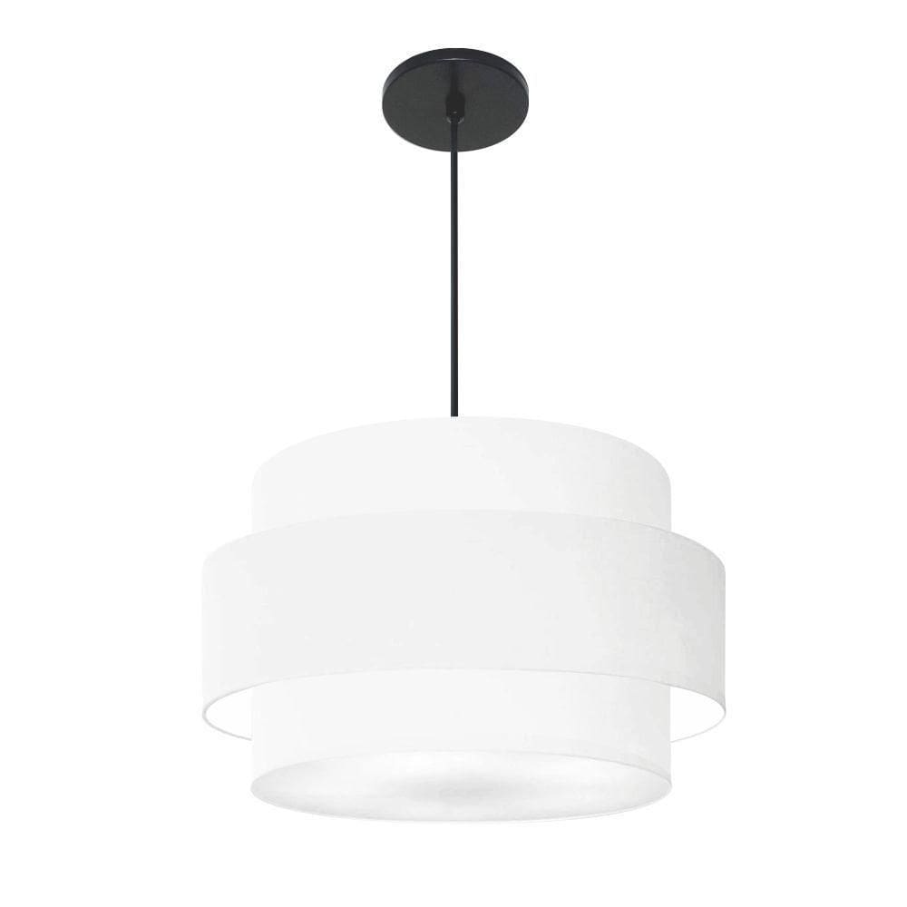 Lustre Para Sala De Jantar Vivare Md-4396 Cúpula Em Tecido 60cm Branco 127/220v