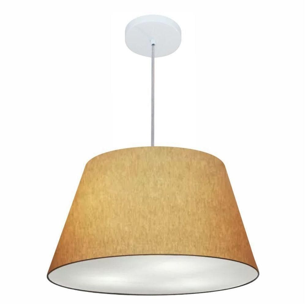 Lustre Pendente Cone Md-4248 Cúpula Em Tecido 30/50x35cm Palha - Bivolt
