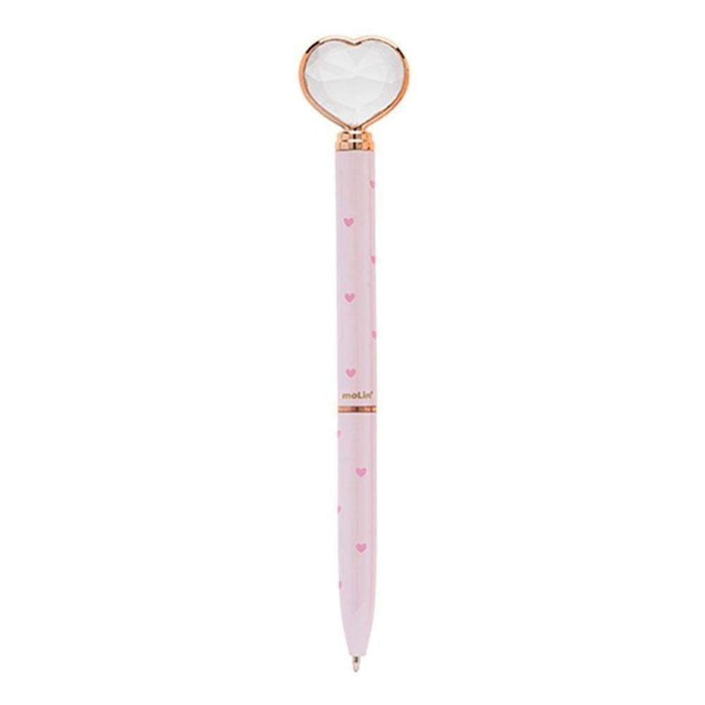 Caneta Esferográfica Coração De Diamante Rose - Molin