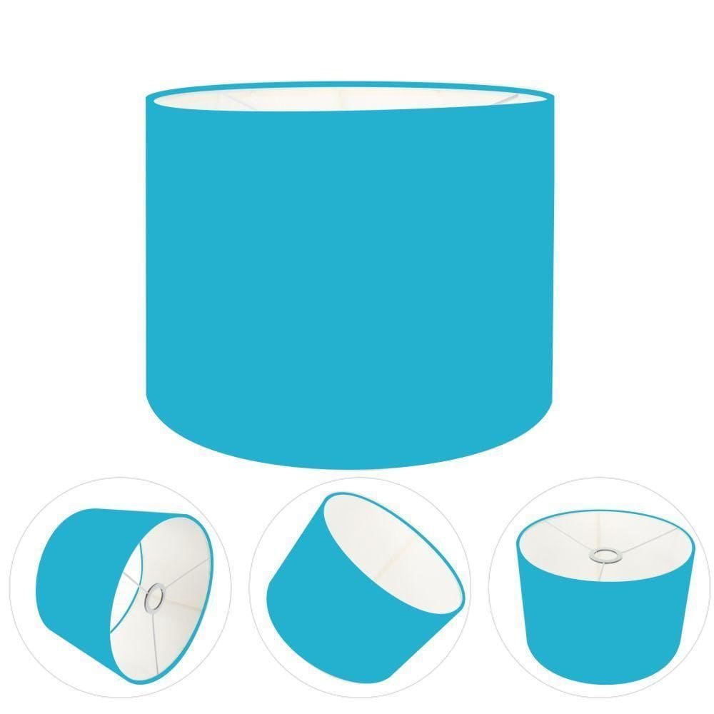 Cúpula Abajur E Luminária Cilíndrica Vivare Cp-7011 ø30x21cm - Bocal Nacional Azul-turquesa