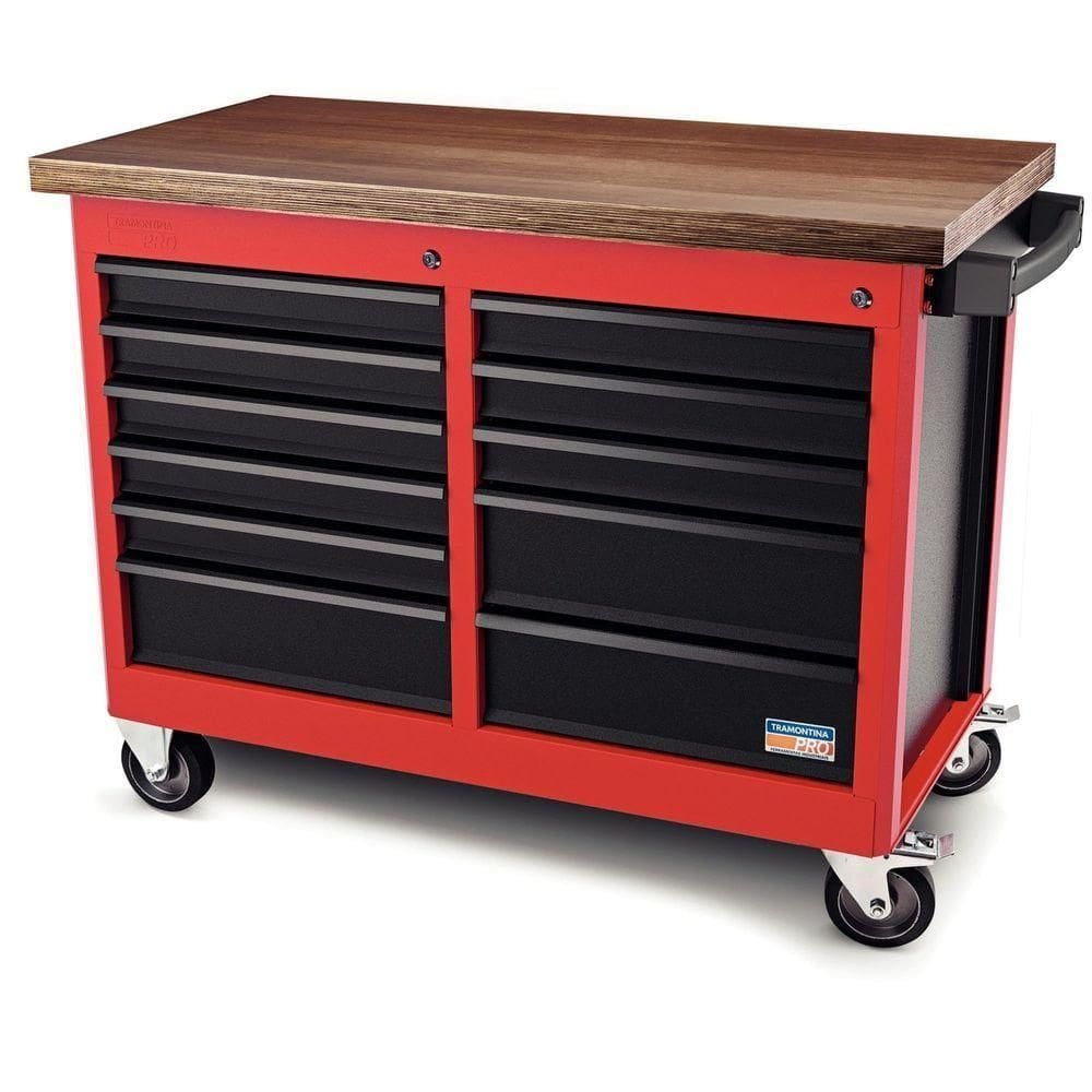 Bancada Móvel Com 11 Gavetas Tramontina Pro Vermelho Tramontina