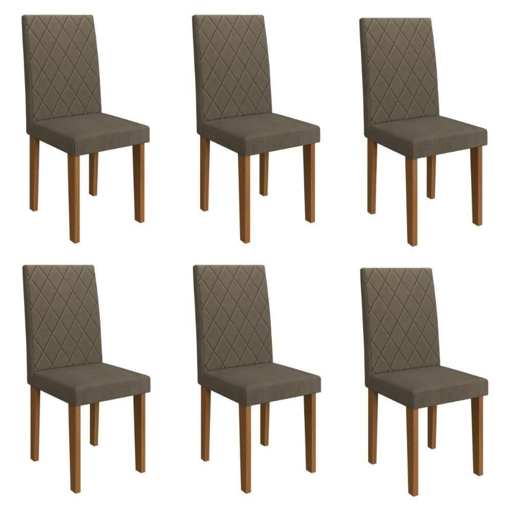 Kit 6 Cadeiras De Jantar Estofadas 43,5cm Multimóveis CR50220 Cacau