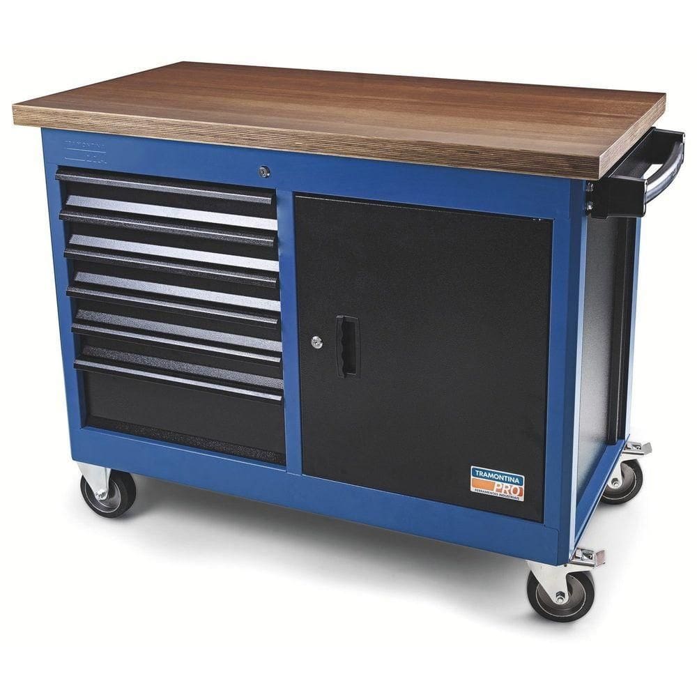 Bancada Móvel 6 Gavetas E 1 Porta Tramontina Pro Azul Tramontina