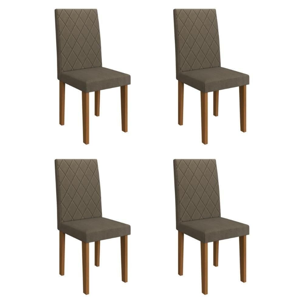 Kit 4 Cadeiras De Jantar Estofadas 43,5cm Multimóveis CR50219 Cacau