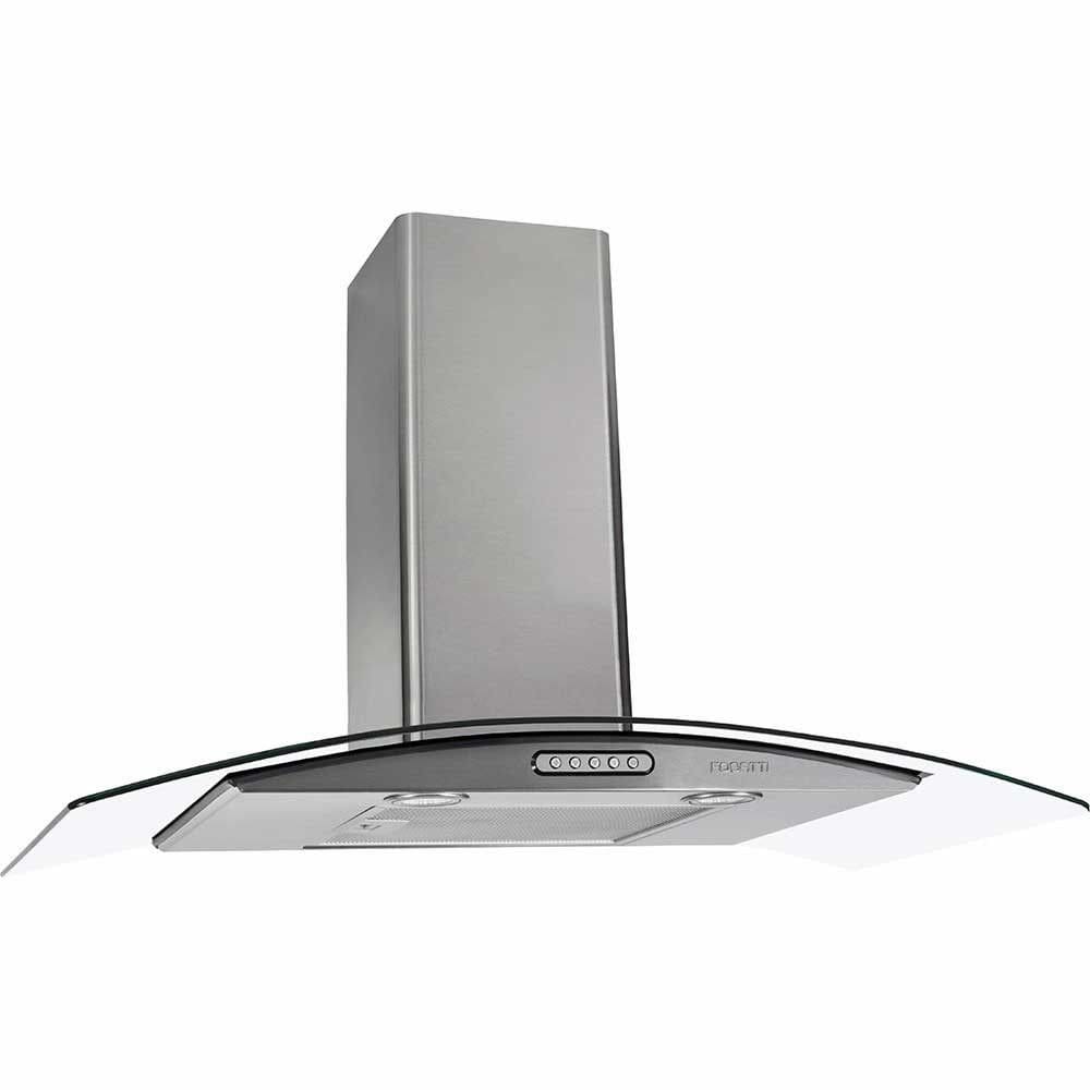 Coifa de Parede Slim Vidro Curvo Duto Inox 90cm Fogatti