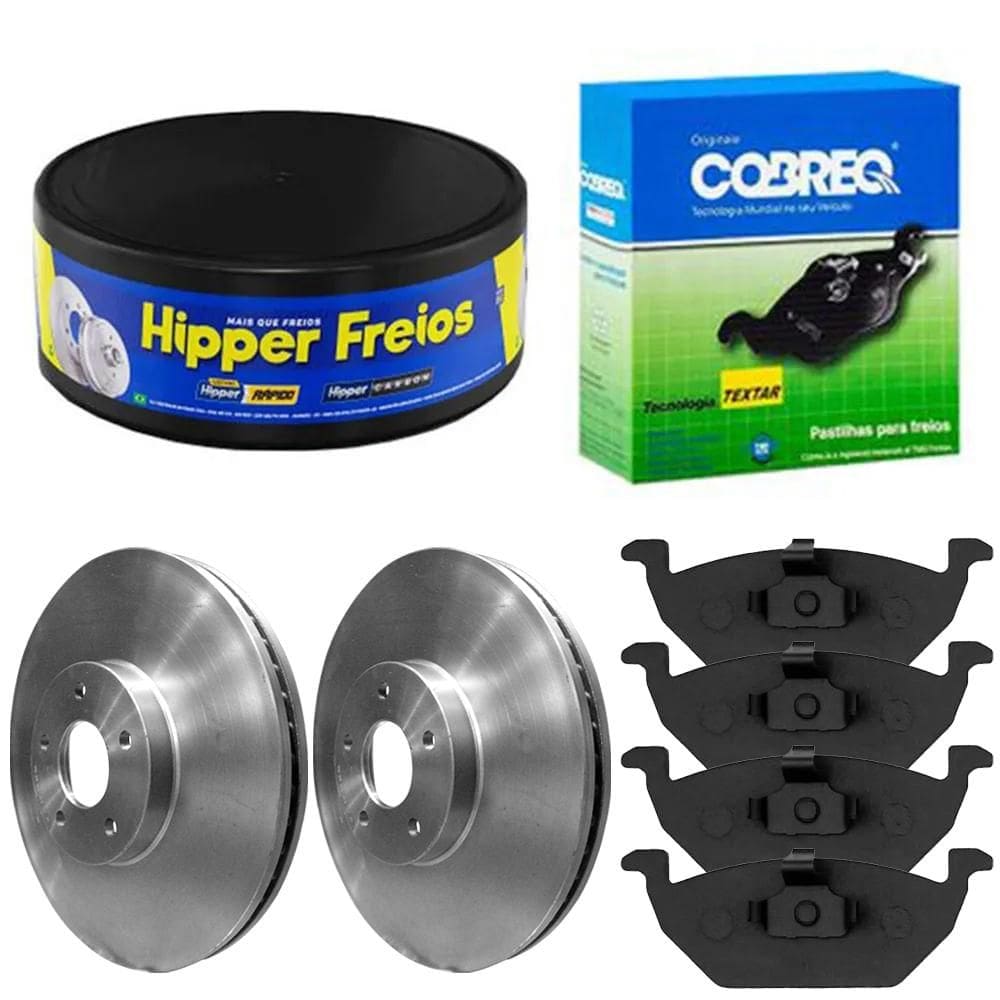 Kit Pastilha Disco Dianteiro Volkswagen Fox 1.0 1.6 Com Anti Ruído Cobreq Hipper Freios