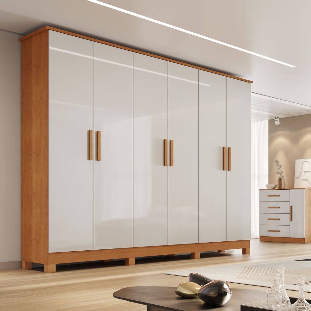 Guarda Roupa Casal 6 Portas com Pés em MDF Nina Bianchi