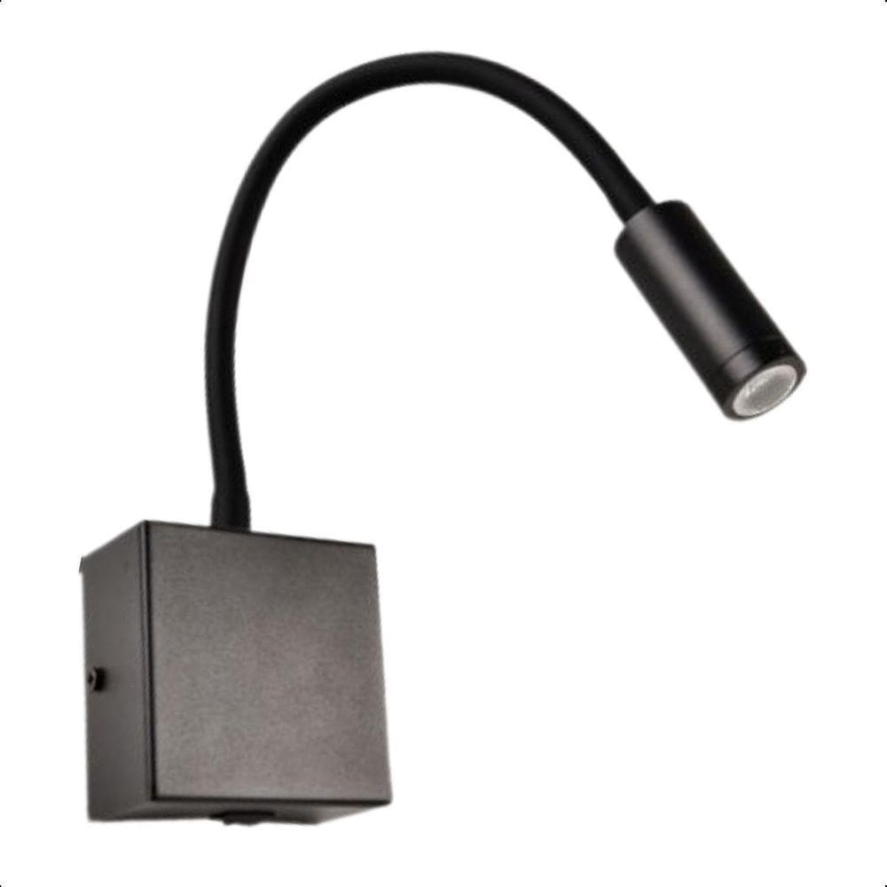 Arandela Leitura Cabeceira Articulável 3W Biv Preta 3000K