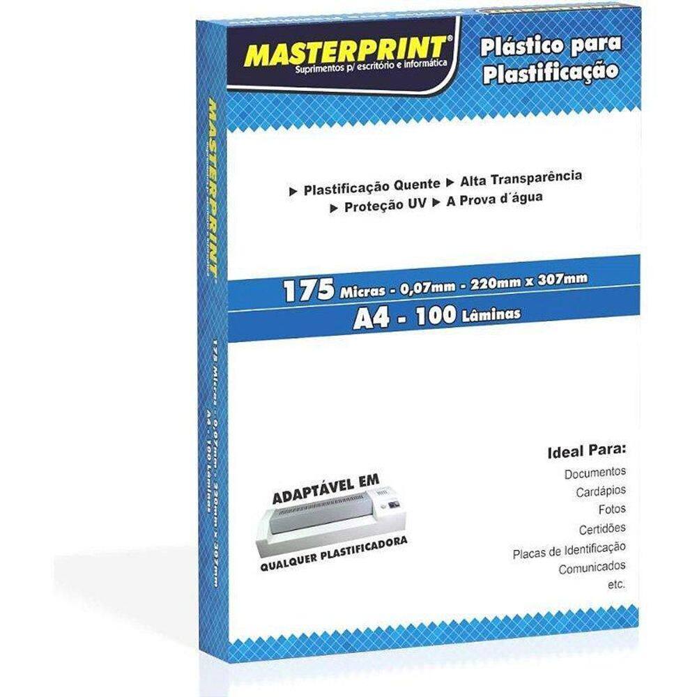 Plástico para Plastificação A4 175 Micras 0,07 - Masterprint