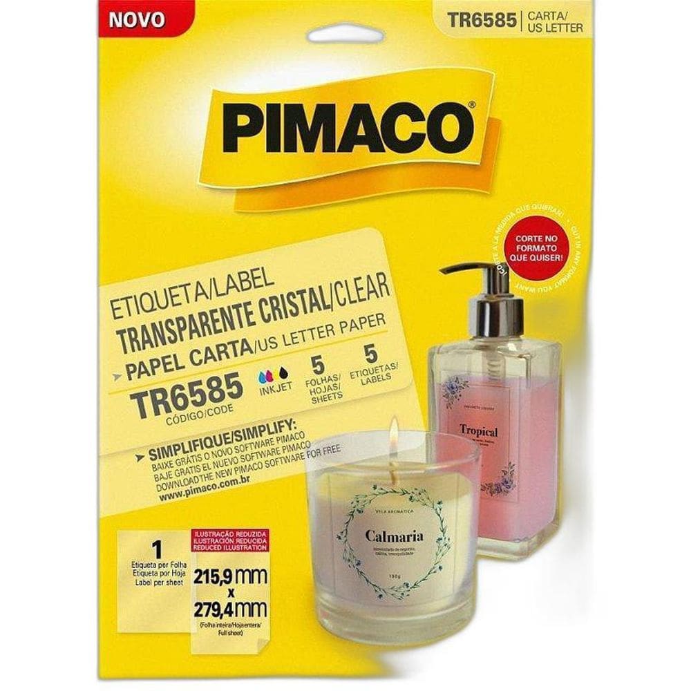 Etiqueta Carta Transp Cristal 5Fls 215X279Mm Cx Com 05