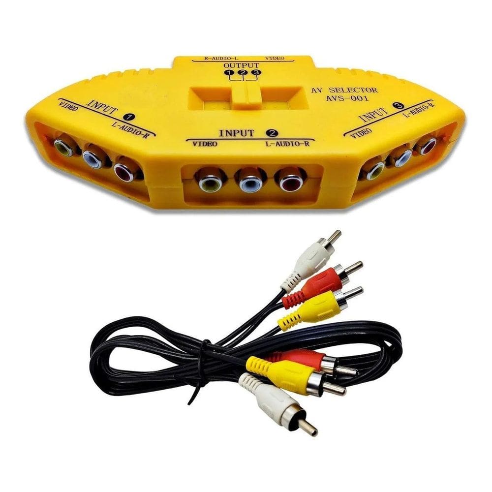 Chave Seletora Av 3 X 1 Audio Video Com Cabo Rca Av