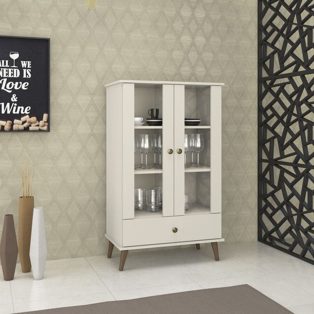 Cristaleira Retrô com Vidro 2 Portas 1 Gaveta RT3107 Movelbento