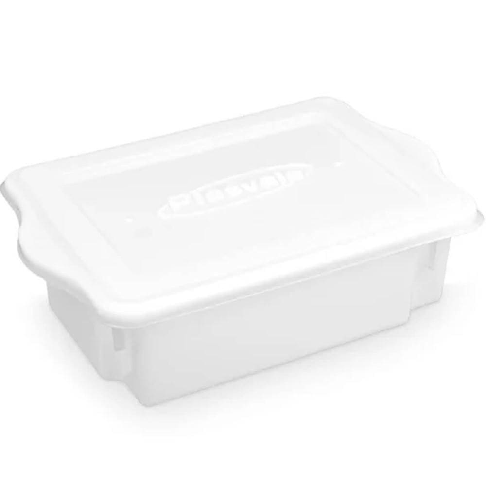 Caixa Organizadora com Tampa 10L Branca Cesto Empilhável Plástico para Alimentos Cozinha