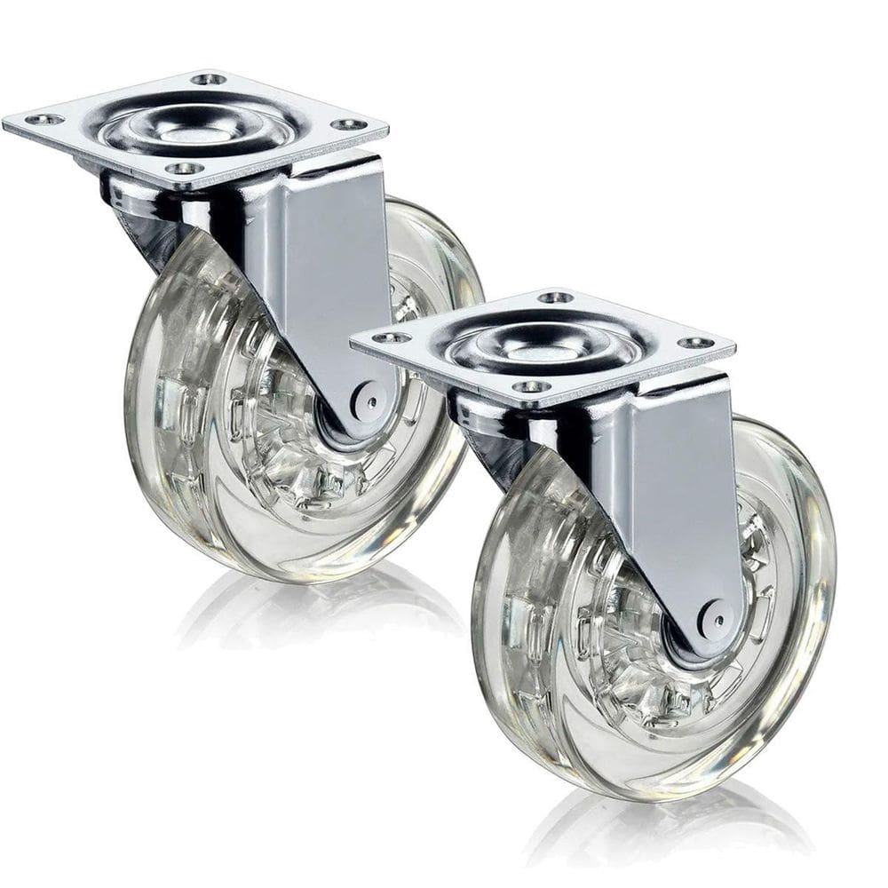 Kit 2 Rodízio De Silicone 75Mm Transparente Base Giratória