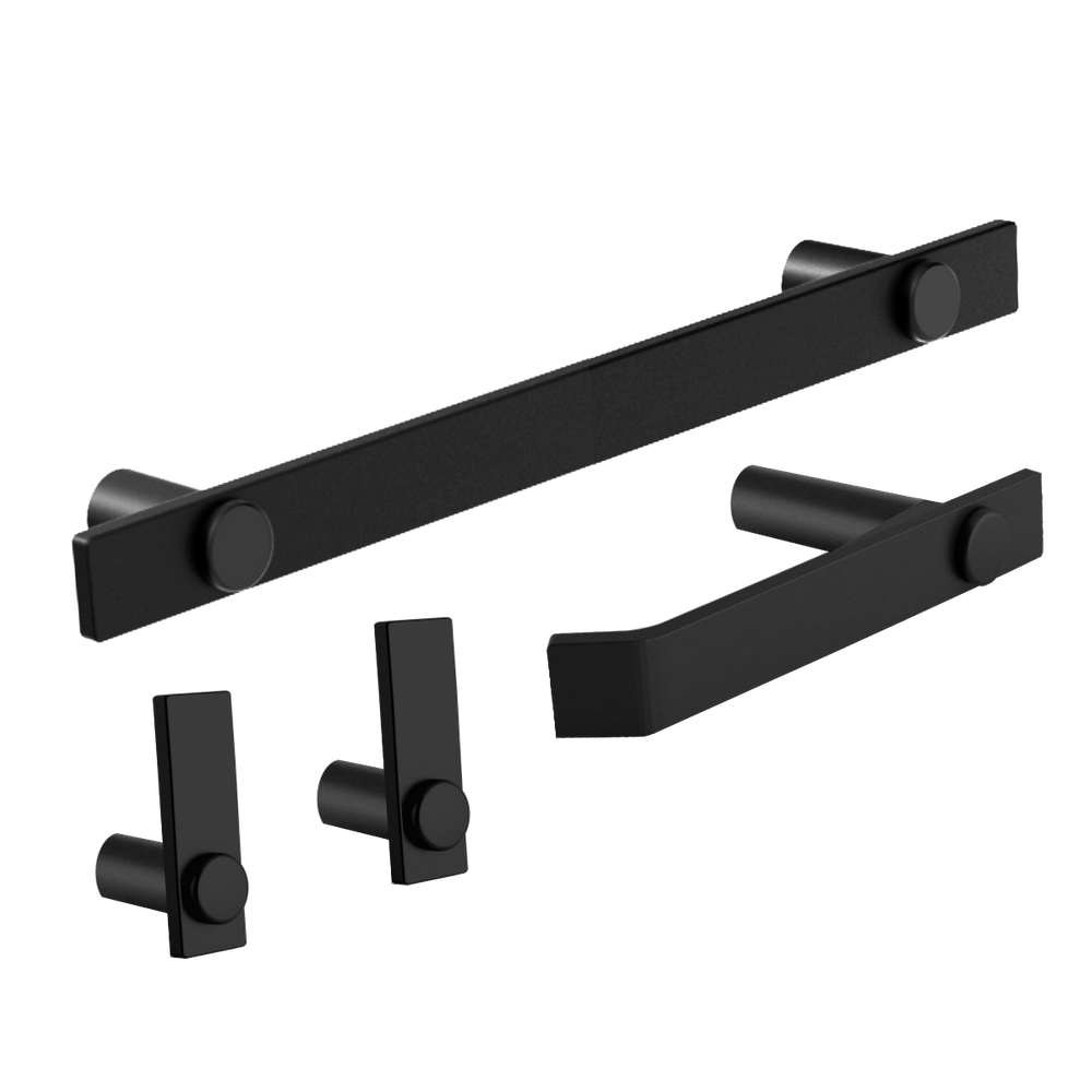 Kit De Acessórios Para Banheiro  Preto 5 Peças 2070pm Grego Metal