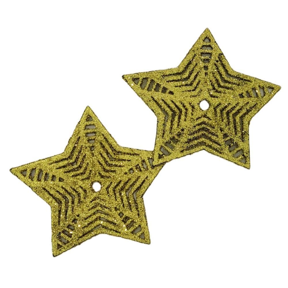 Kit Enfeite Natal 10 Cm Wincy 2 Estrelas Em Glitter Árvore