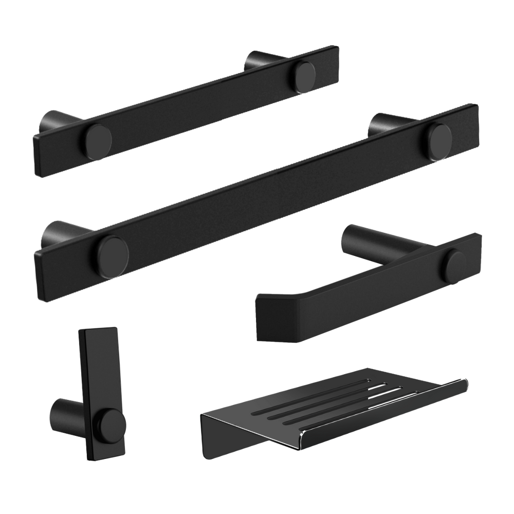 Kit De Acessórios Para Banheiro Preto 5 Peças 2180pm Grego Metal