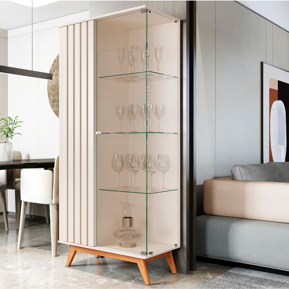 Cristaleira Ripada com Vidro 2 Portas Açaí JB Móveis