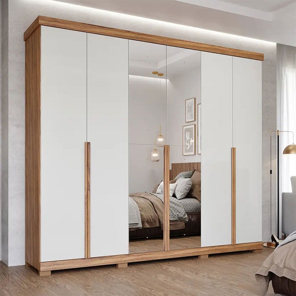 Guarda-Roupa Casal 6 Portas Bater 6 Gavetas MDF Guarapari Panan Roupeiro