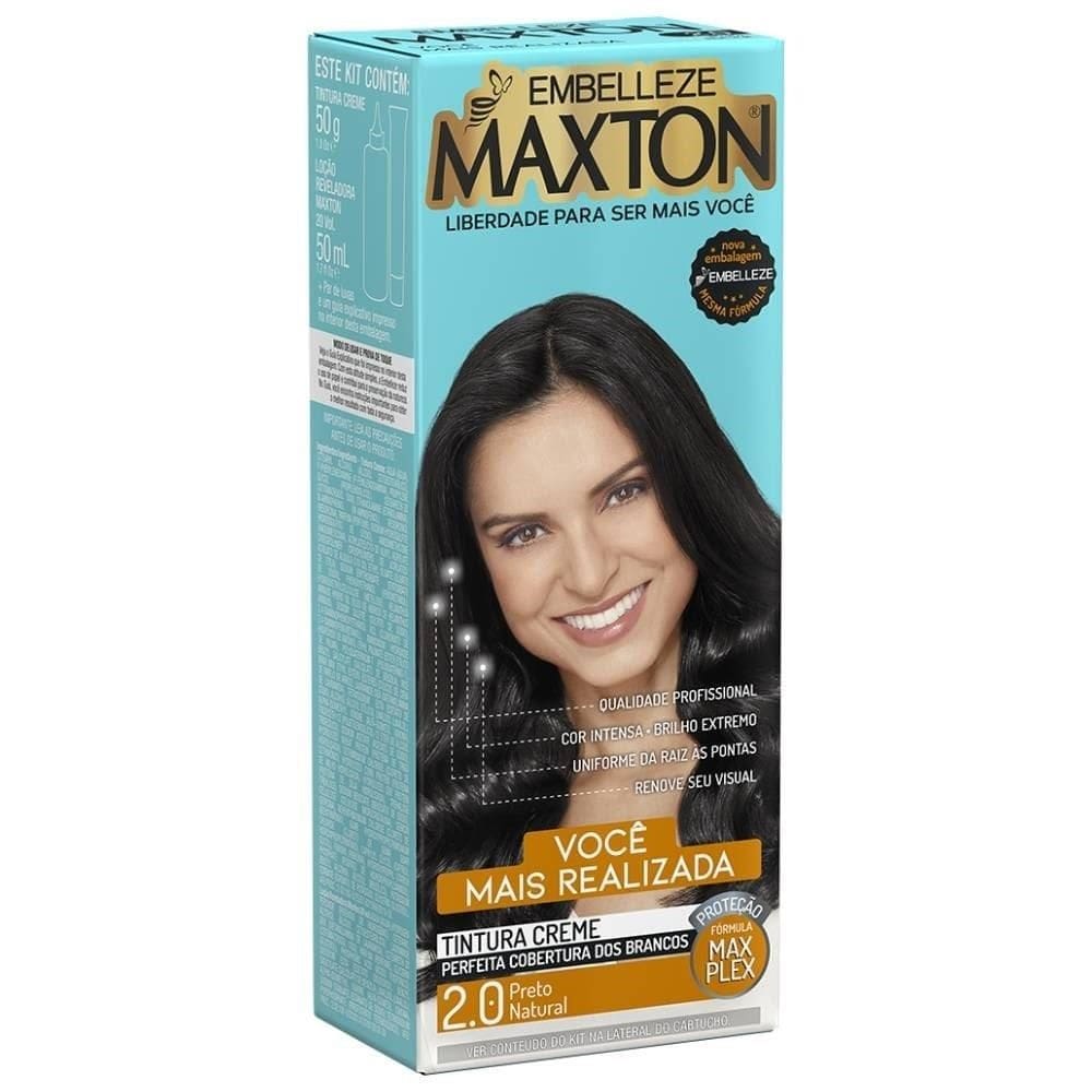 Tinta de Cabelo Maxton Kit Prático 2.0, Preto Natural
