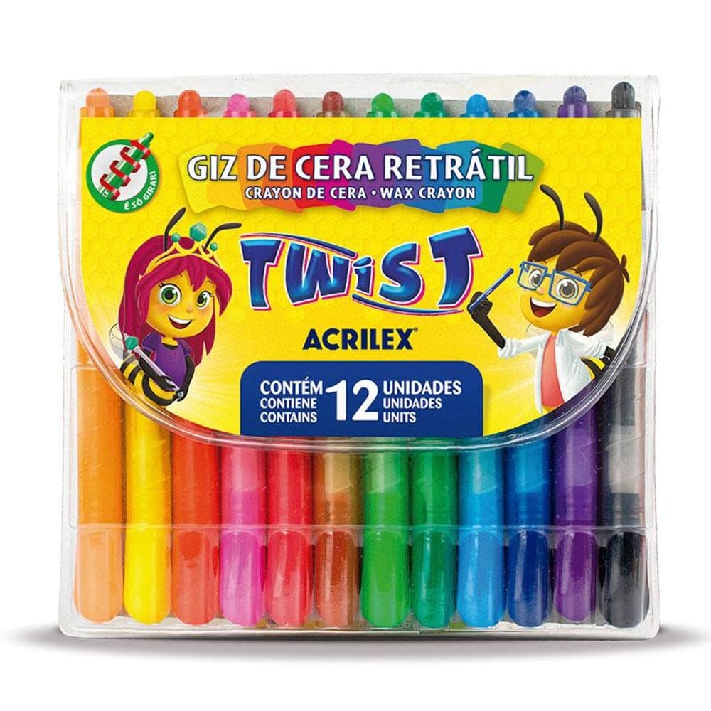 Giz de cera Retrátil Twist 12 cores 09010 Acrilex