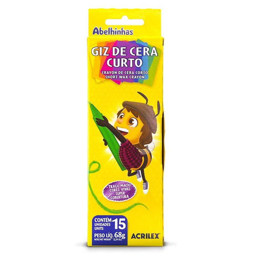 Giz de cera curto 15 cores 09215 Acrilex