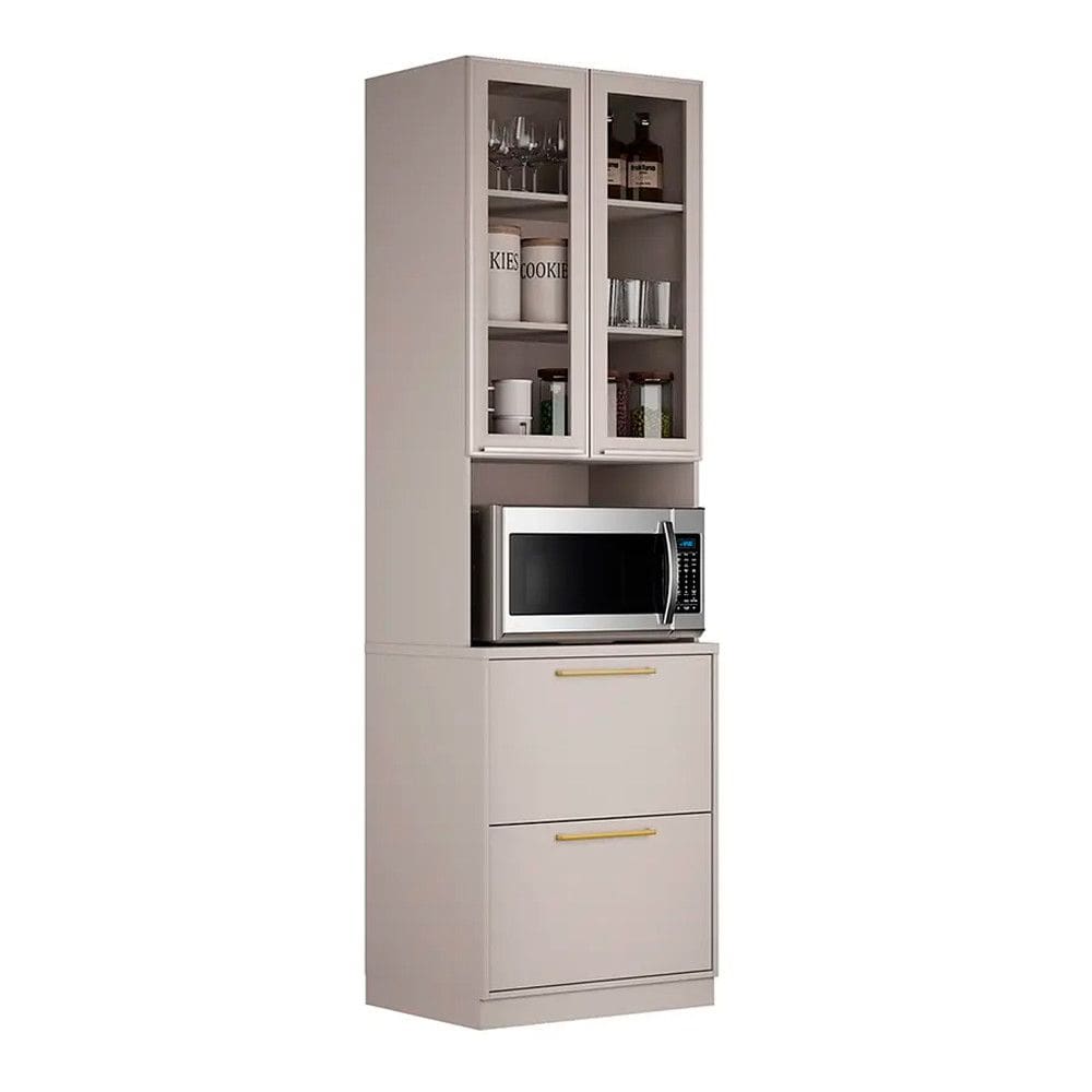 Paneleiro 3 Portas 1 Gaveta MDF e Vidro 70cm Essence Itatiaia
