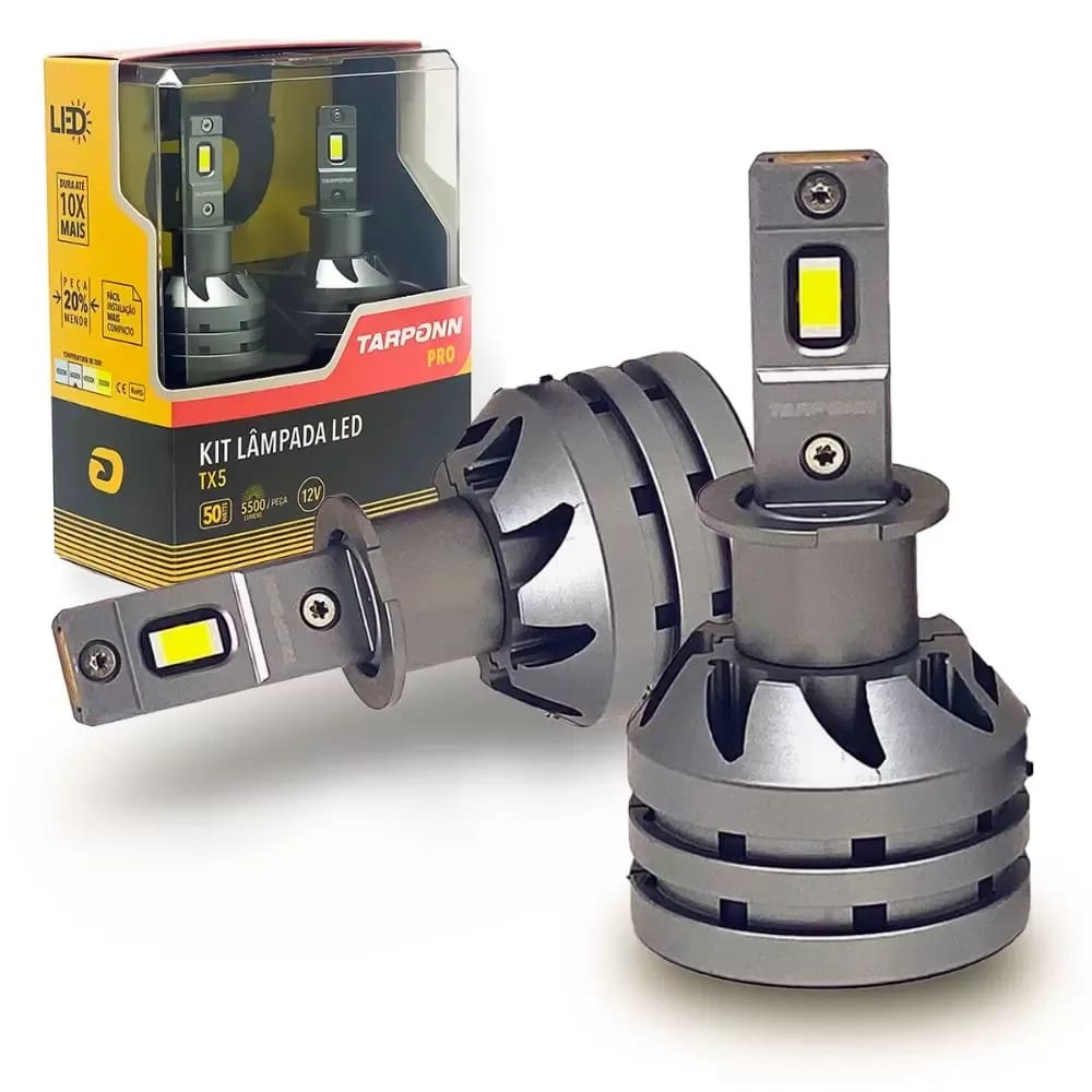 Kit Lampada Led Tarponn Tx5 Pro H3 50W 5500Lm 6000K Tp-6181