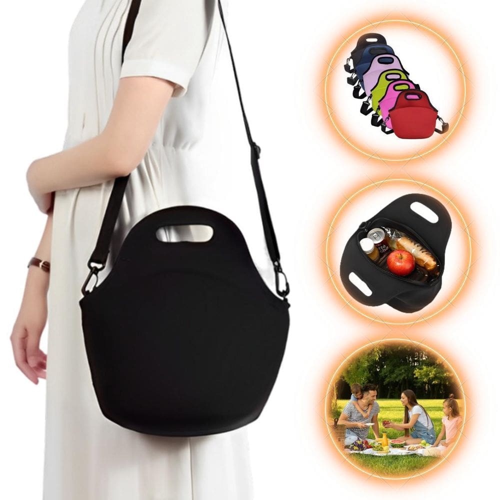 Bolsa Lancheira Térmica Neoprene Adulto Infantil Cor Preto