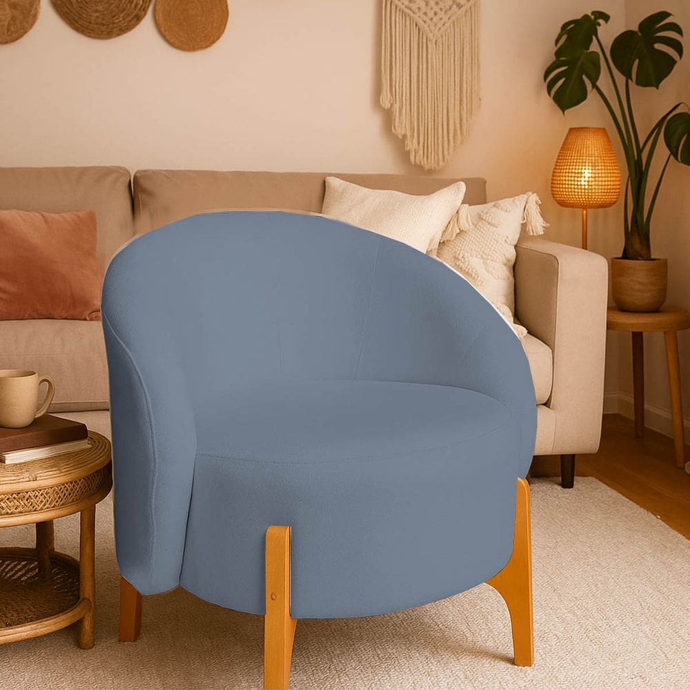 Poltrona Puff Redondo Decorativo 4 Pés Madeira Moderno DeLuxe Requinte Grafite