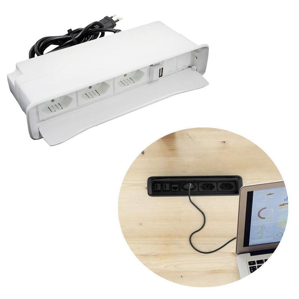 Caixademesa New Slim Branca3Tomadas Nbr 20A+3Furacao Key